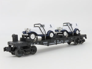 O27 Gauge 3-Rail MTH RailKing 30-8304 C&O Flat Car #w/ 2 Ertl Panel Vans