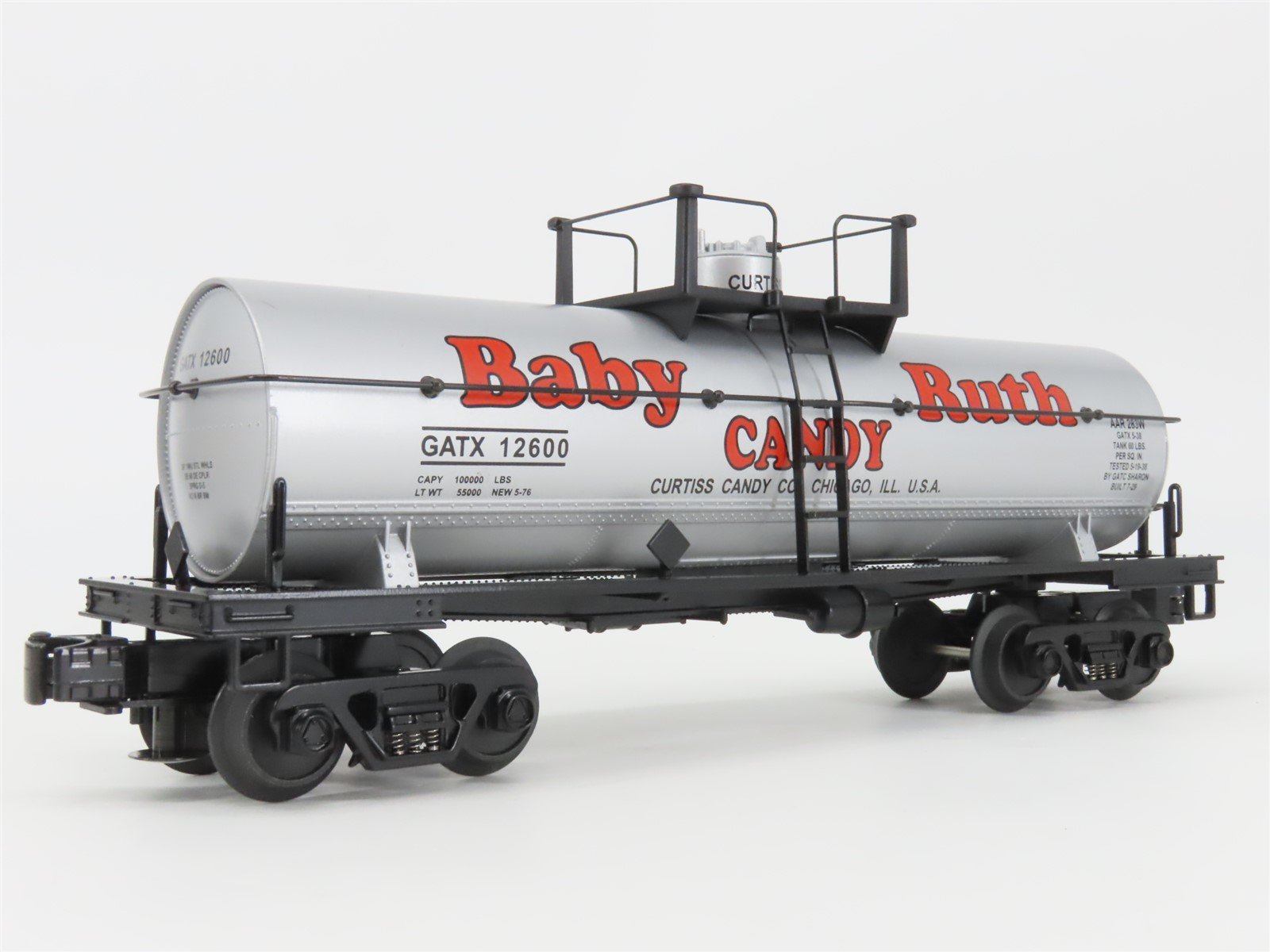 O27 Gauge 3-Rail MTH RailKing 30-8109 GATX Baby Ruth Single Dome Tank Car #12600