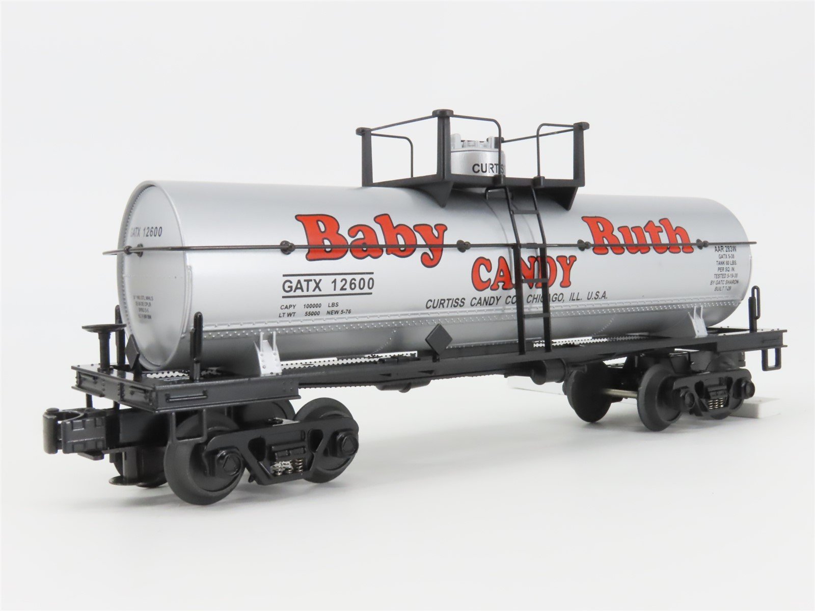 O27 Gauge 3-Rail MTH RailKing 30-8109 GATX Baby Ruth Single Dome Tank Car #12600
