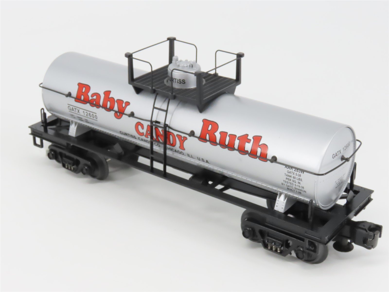 O27 Gauge 3-Rail MTH RailKing 30-8109 GATX Baby Ruth Single Dome Tank Car #12600
