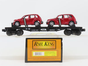 O27 Gauge 3-Rail MTH RailKing 30-76039 Flat Car #2000 w/ 2 Red PT Cruisers