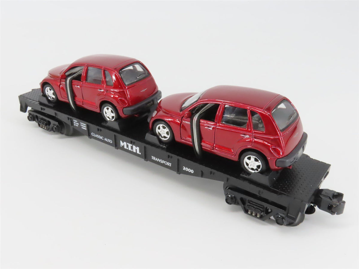 O27 Gauge 3-Rail MTH RailKing 30-76039 Flat Car #2000 w/ 2 Red PT Cruisers