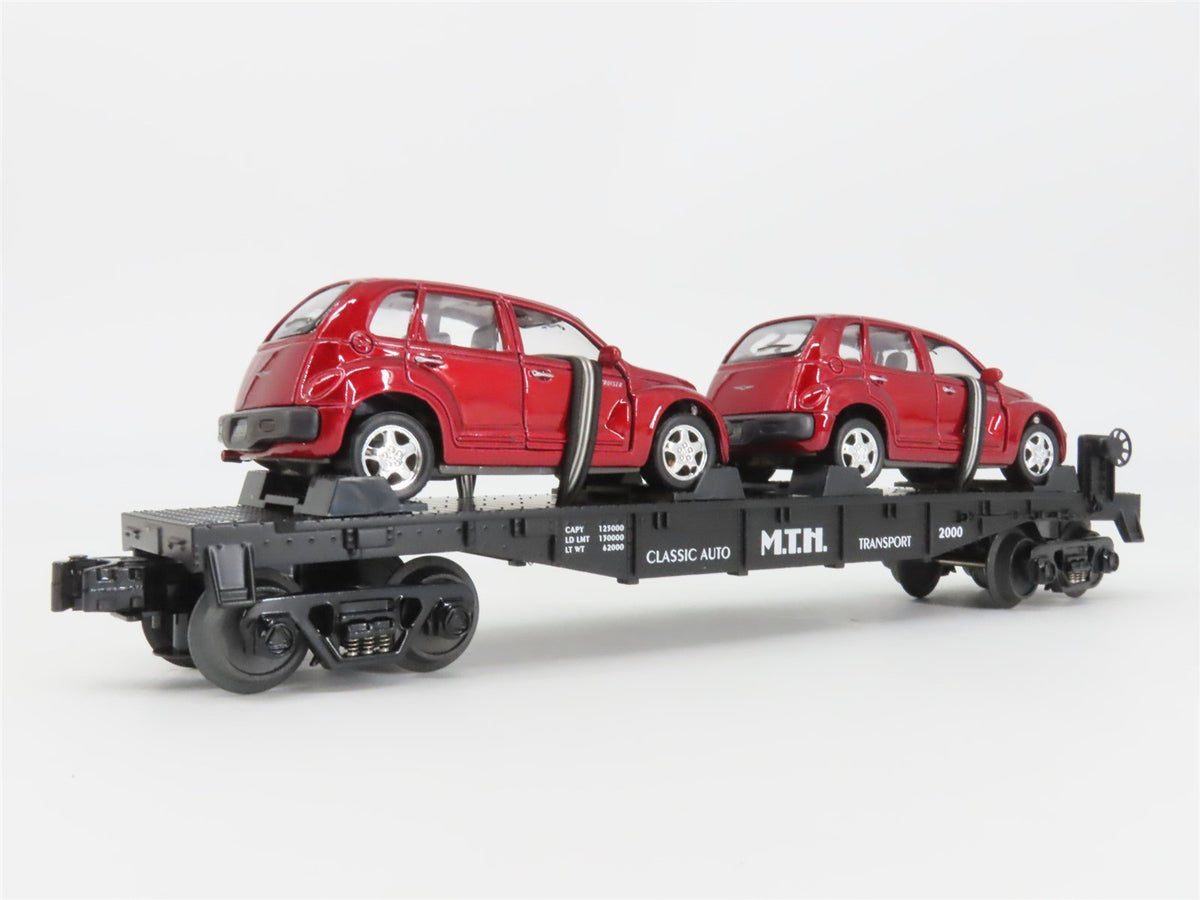 O27 Gauge 3-Rail MTH RailKing 30-76039 Flat Car #2000 w/ 2 Red PT Cruisers