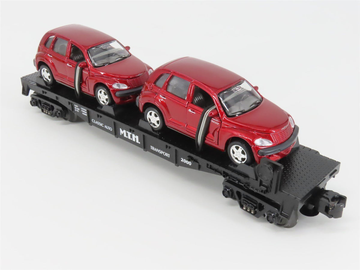 O27 Gauge 3-Rail MTH RailKing 30-76039 Flat Car #2000 w/ 2 Red PT Cruisers