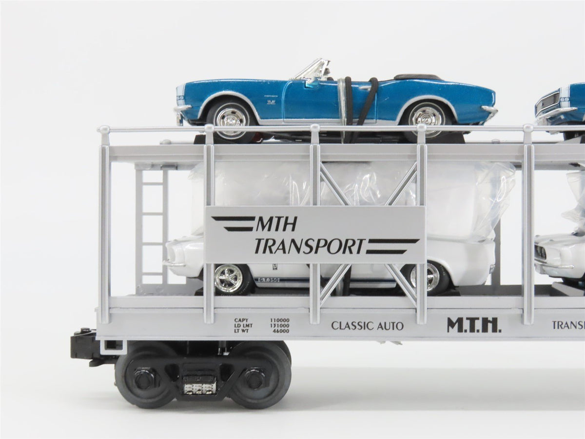O27 Gauge 3-Rail MTH RailKing 30-7666 Auto Carrier w/ Ertl &#39;67 Camaro &amp; Shelby