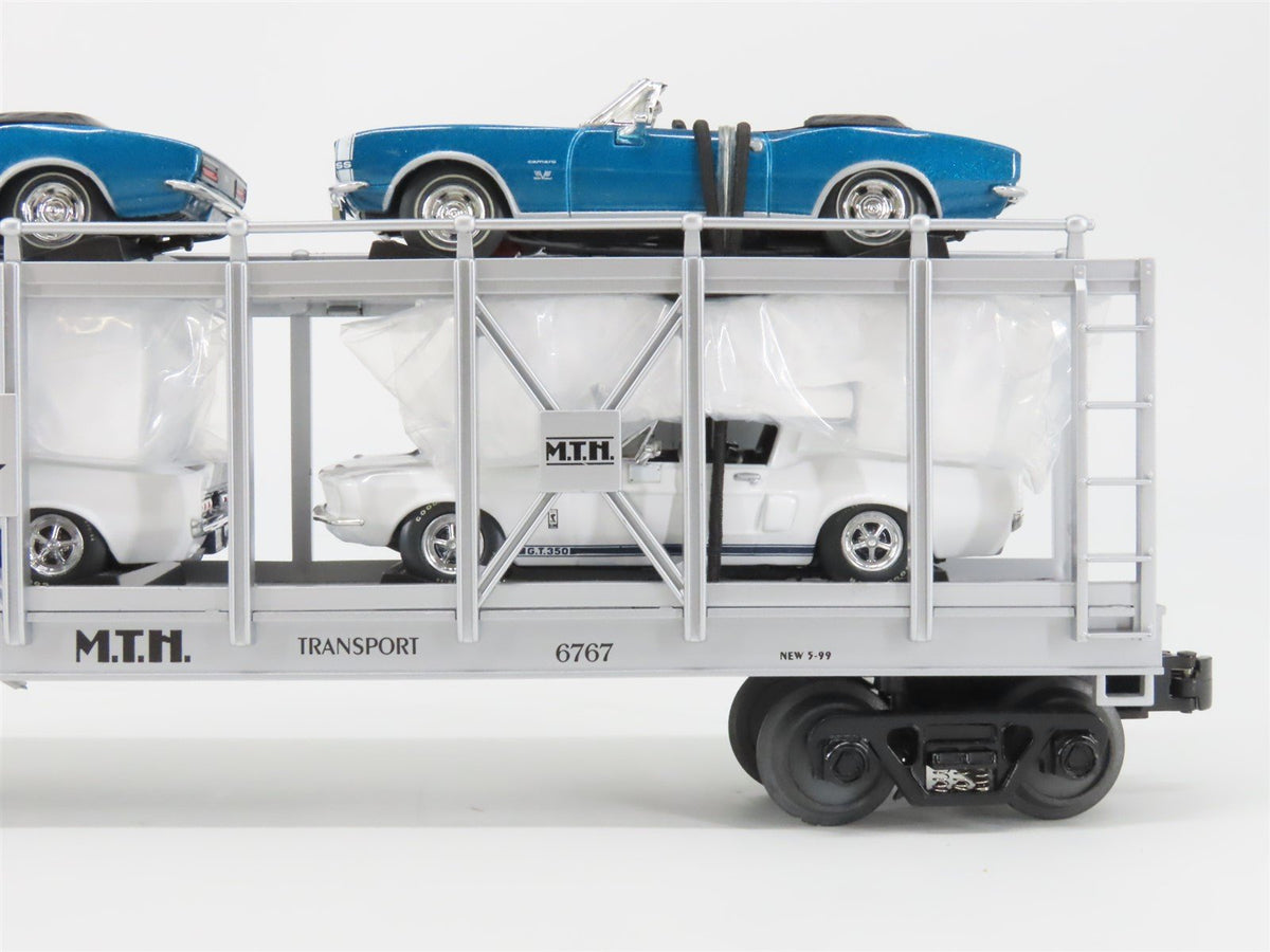 O27 Gauge 3-Rail MTH RailKing 30-7666 Auto Carrier w/ Ertl &#39;67 Camaro &amp; Shelby