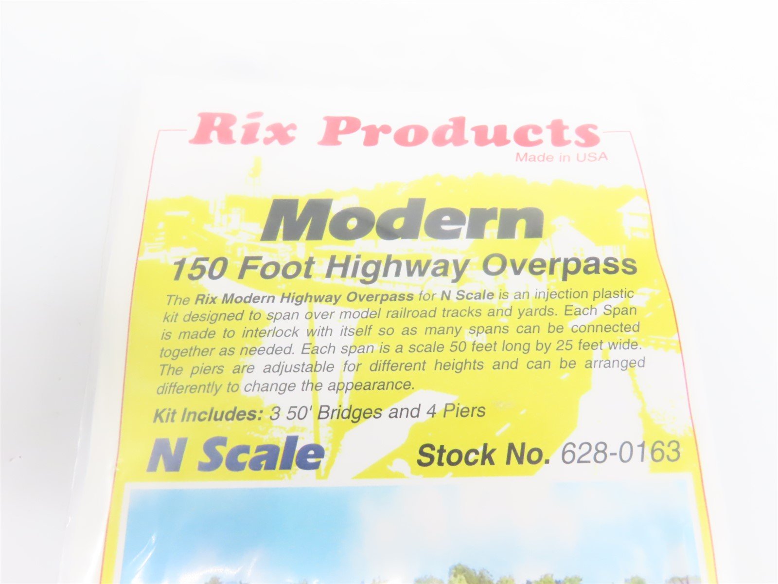 N Scale Rix Products Kit 628-0163 Modern 150 Foot Highway Overpass - SEALED