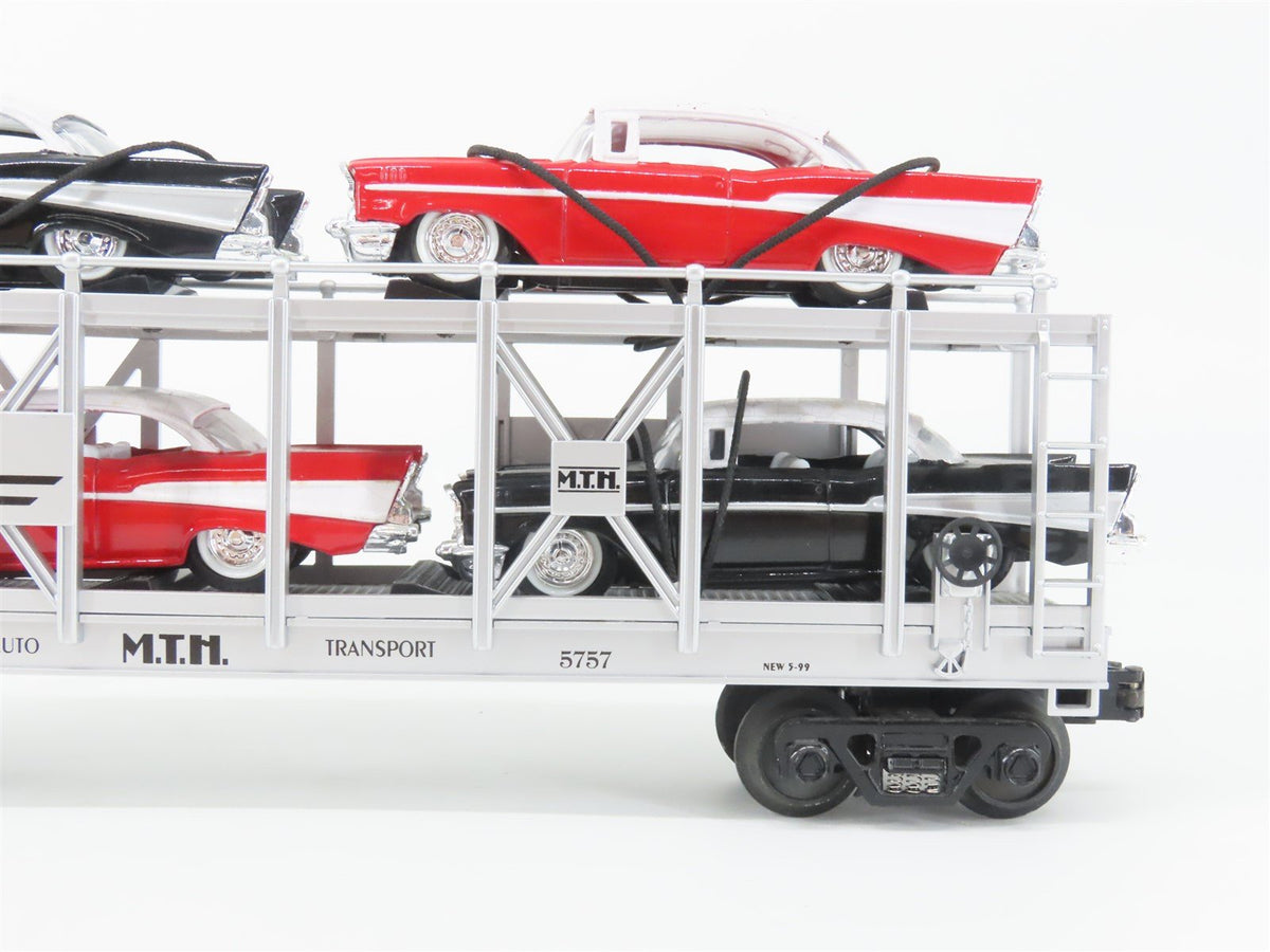O Gauge 3-Rail MTH Rail King 30-7656 Transport Auto Carrier #5757 w/ &#39;57 Chevys