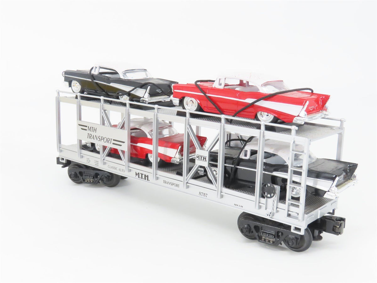 O Gauge 3-Rail MTH Rail King 30-7656 Transport Auto Carrier #5757 w/ &#39;57 Chevys