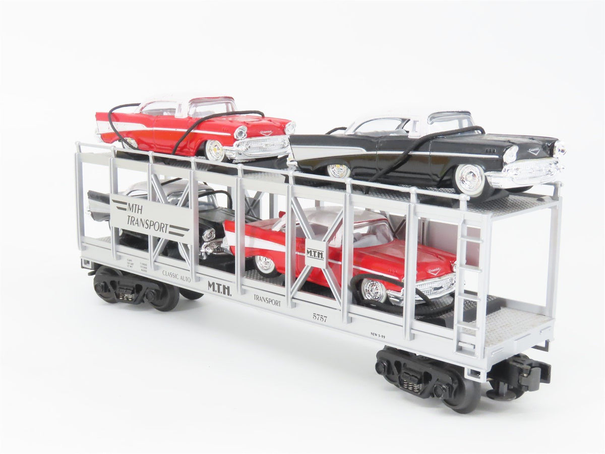 O Gauge 3-Rail MTH Rail King 30-7656 Transport Auto Carrier #5757 w/ &#39;57 Chevys
