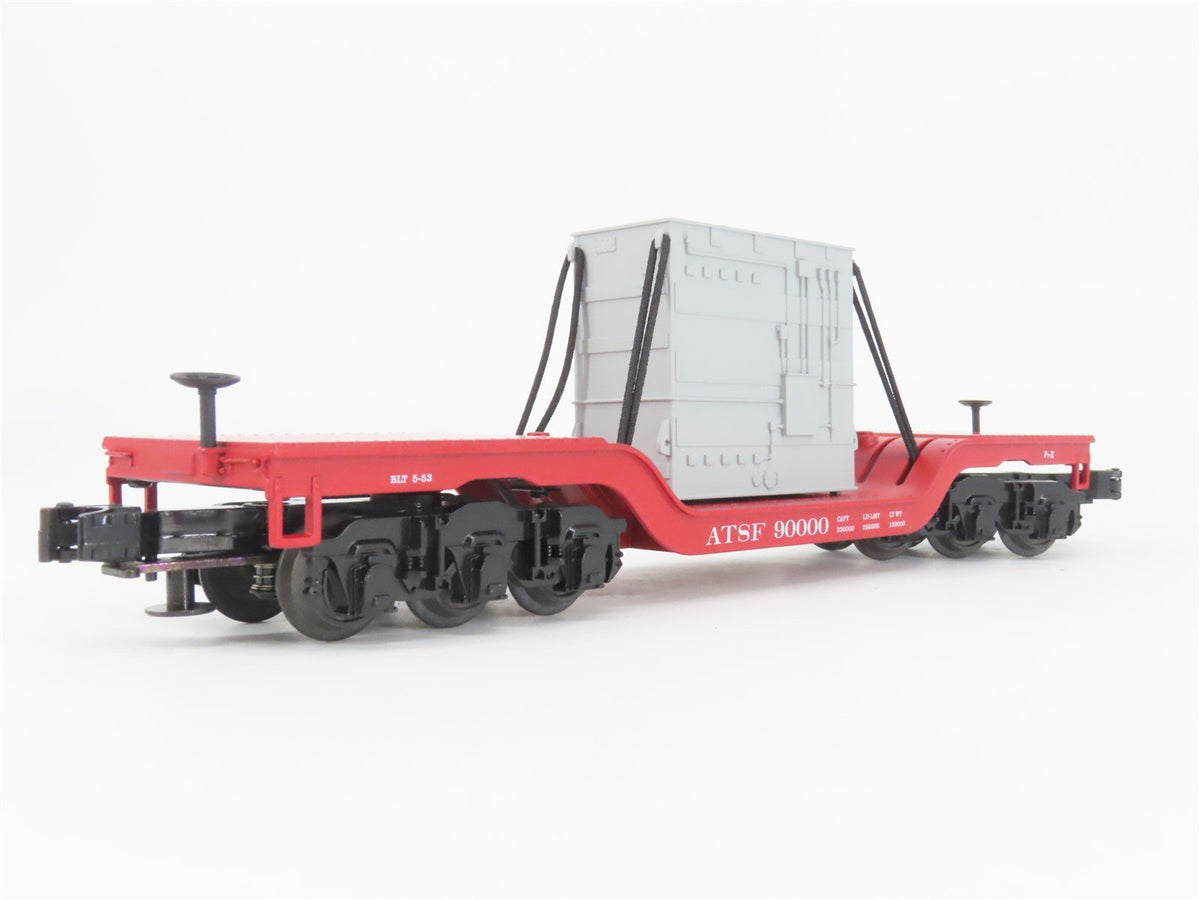 O Gauge 3-Rail MTH Rail King 30-8301 Die-Cast ATSF Flat Car 90000 w/ Transformer