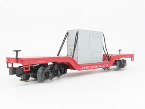 O Gauge 3-Rail MTH Rail King 30-8301 Die-Cast ATSF Flat Car 90000 w/ Transformer