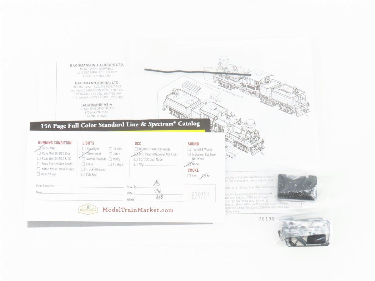 HO Scale Bachmann 81901 Unlettered 80-Ton 3 Truck Shay Steam Locomotive