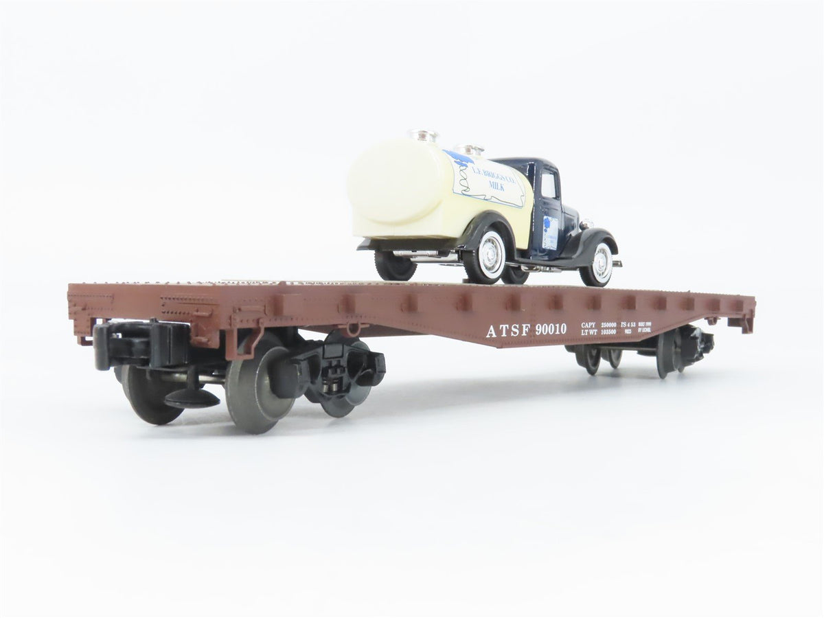 O Gauge 3-Rail Lionel 6-17529 ATSF Santa Fe Flat Car #90010 w/ Ford Milk Truck