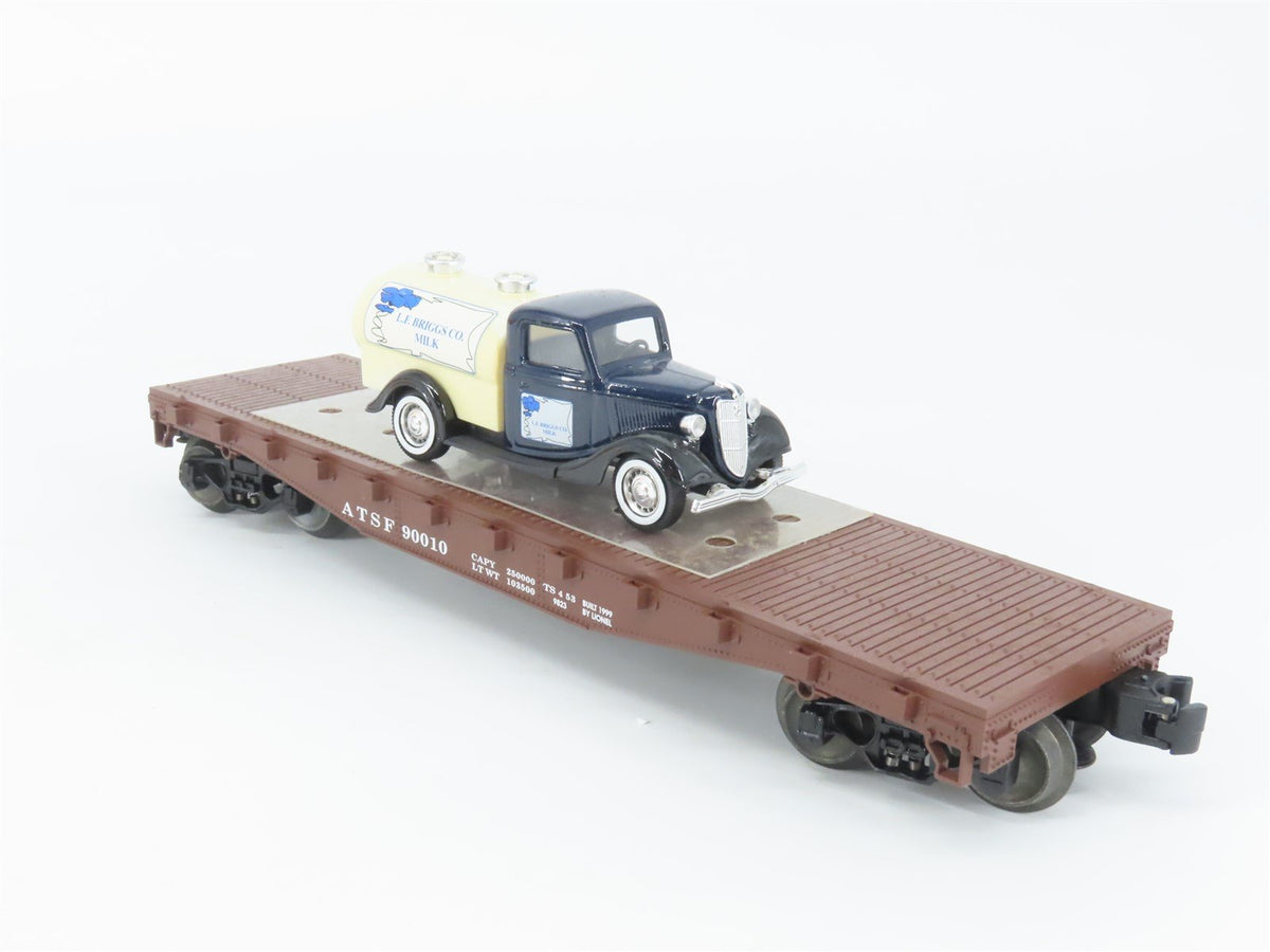 O Gauge 3-Rail Lionel 6-17529 ATSF Santa Fe Flat Car #90010 w/ Ford Milk Truck