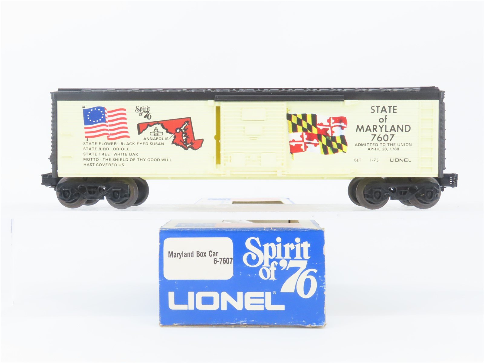 O Gauge 3-Rail Lionel 6-7607 Spirit of '76 Maryland Single Door Box Car #7607