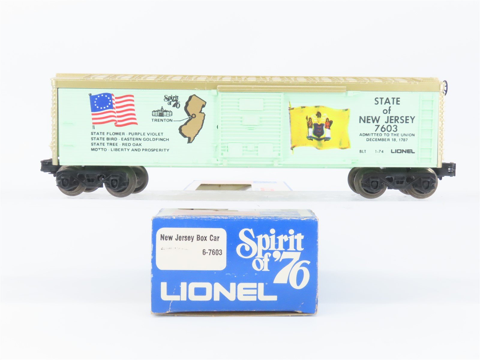 O Gauge 3-Rail Lionel 6-7603 Spirit of '76 New Jersey Single Door Box Car #7603