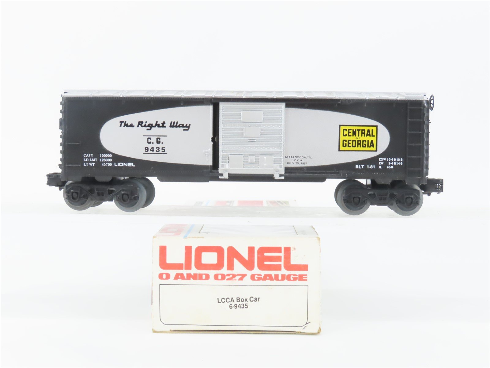O Gauge 3-Rail Lionel 6-9435 LCCA CG Central of Georgia Box Car #9435