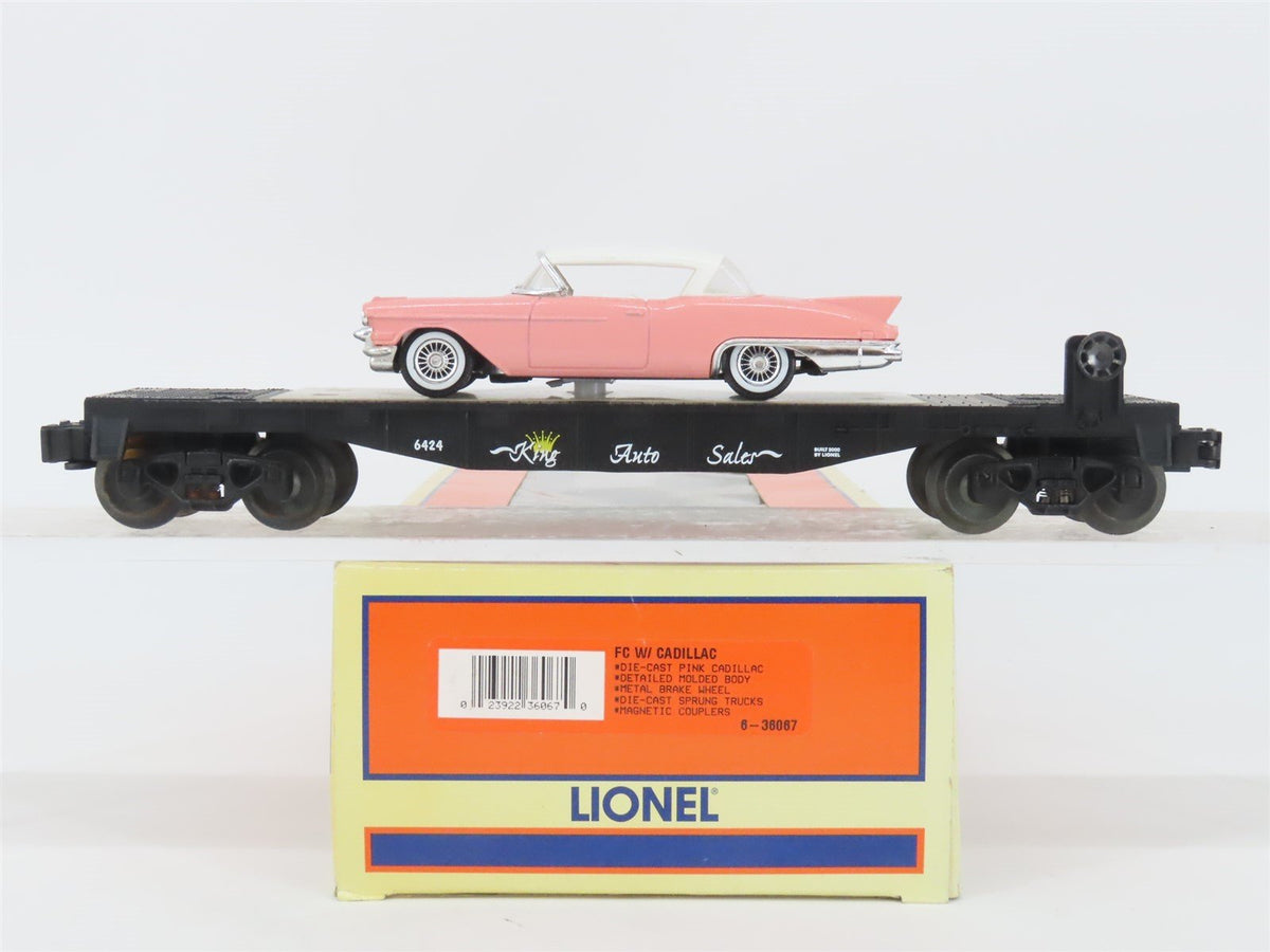 O Gauge 3-Rail Lionel 6-36067 King Auto Sales Flat Car #6424 w/ Cadillac