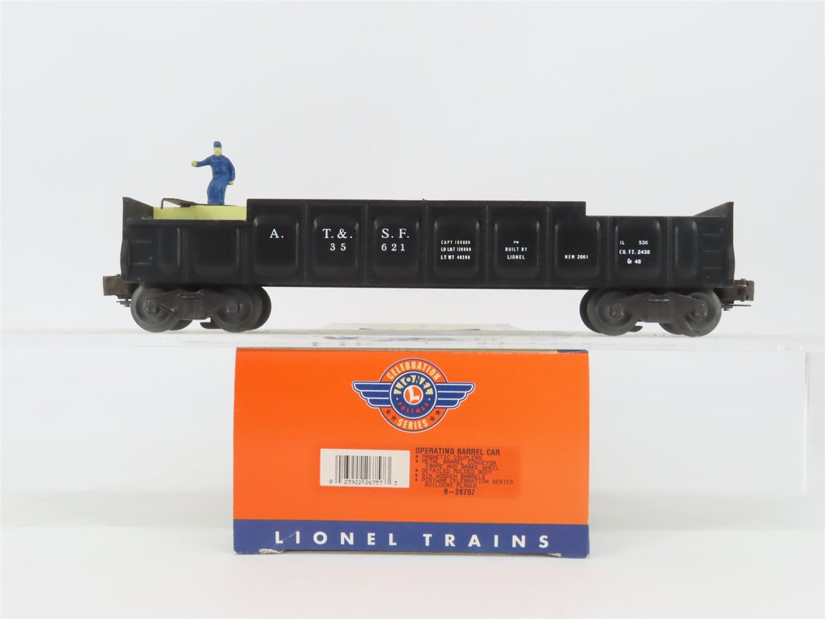 O Gauge 3-Rail Lionel 6-26757 ATSF Santa Fe Operating Barrel Gondola #35621
