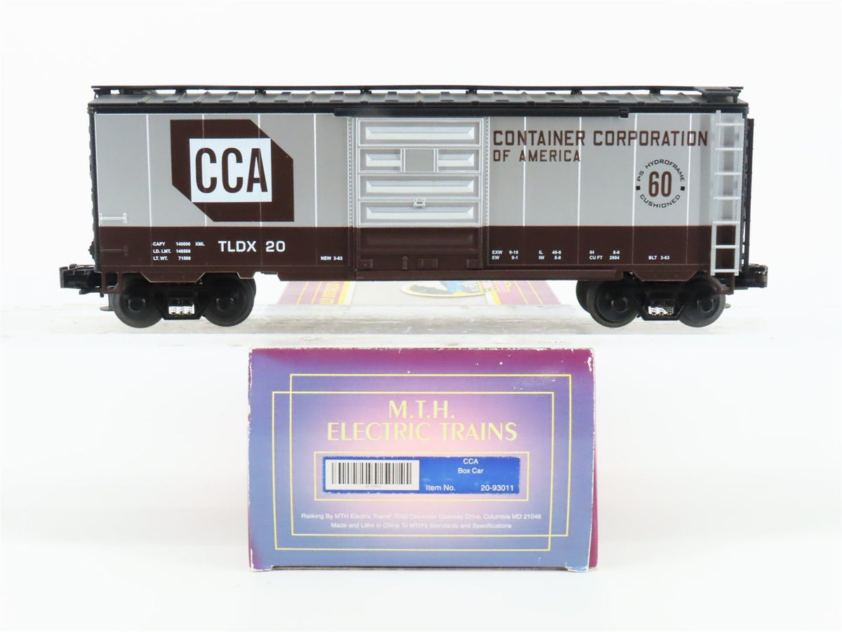O Gauge 3-Rail MTH 20-93011 TLDX CCA Container Corporation Boxcar 20