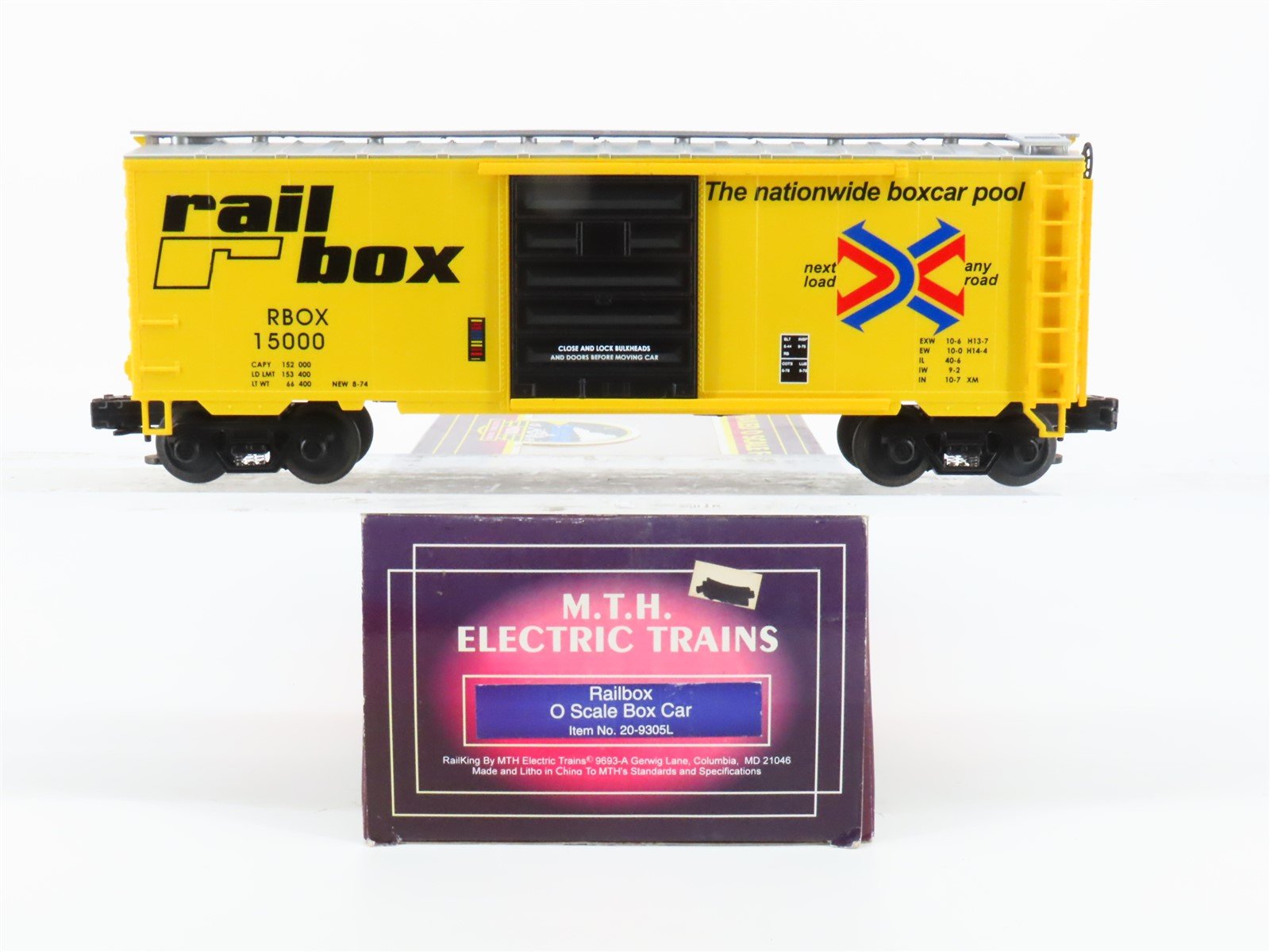O Gauge 3-Rail MTH 20-9305L RBOX Railbox Single Door Boxcar 15000
