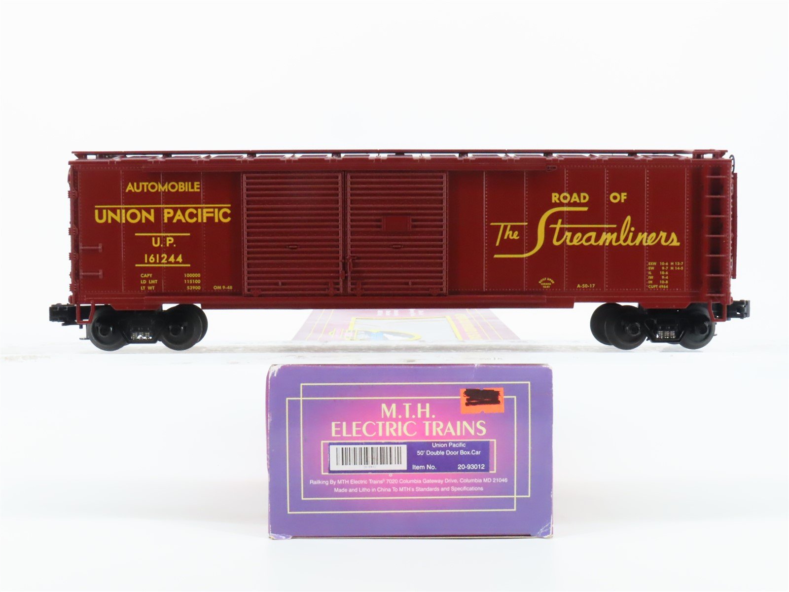 O Gauge 3-Rail MTH 20-93012 UP Union Pacific Streamliners 50' Boxcar 161244