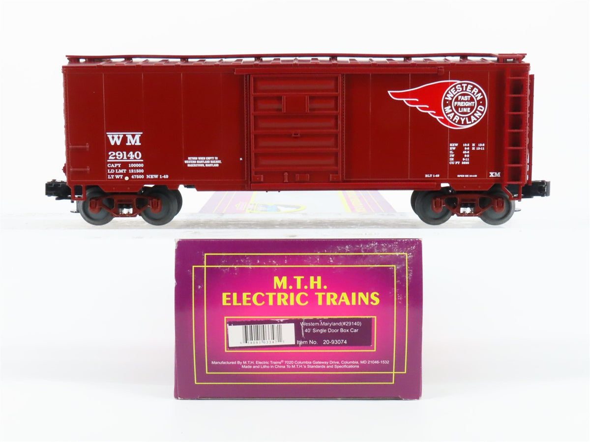 O Gauge 3-Rail MTH 20-93074 WM Western Maryland Fast Freight 40&#39; Box Car 29140