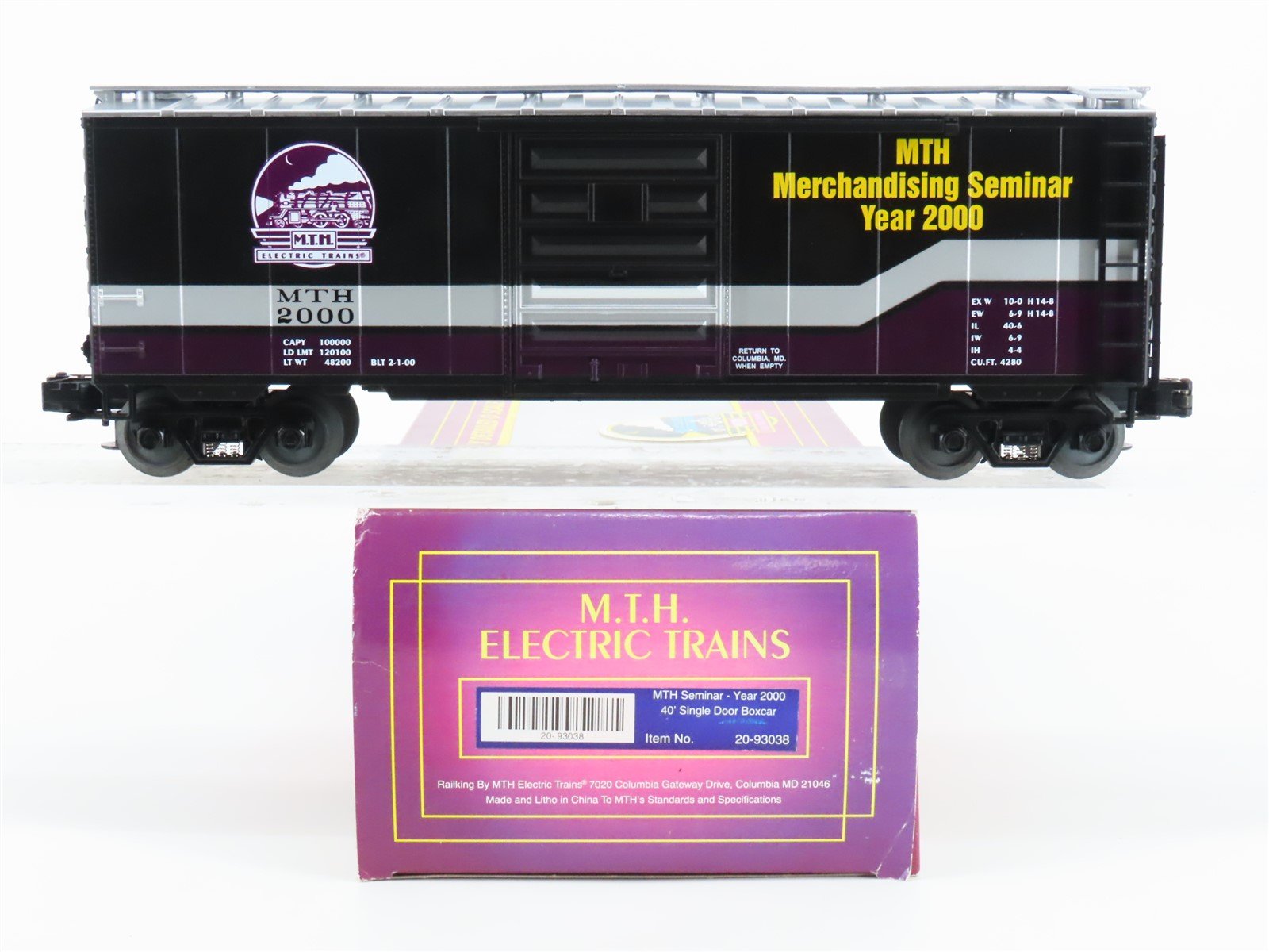 O Gauge 3-Rail MTH 20-93038 MTH Seminar 2000 40' Single Door Box Car 2000