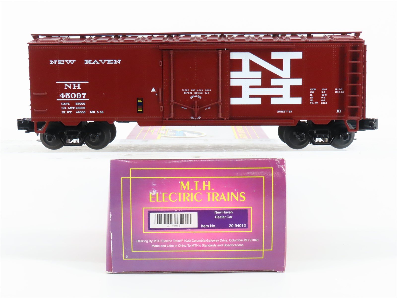 O Gauge 3-Rail MTH 20-94012 NH New Haven Reefer 45097