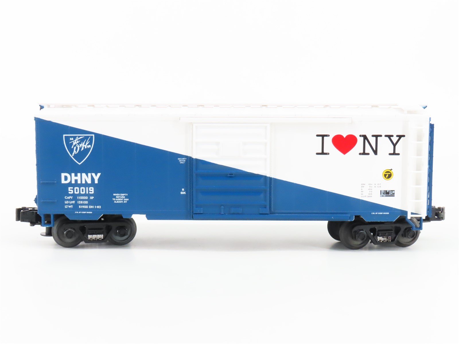 O Gauge 3-Rail MTH 20-93045 DHNY Delaware & Hudson I Love NY 40' Boxcar 50019