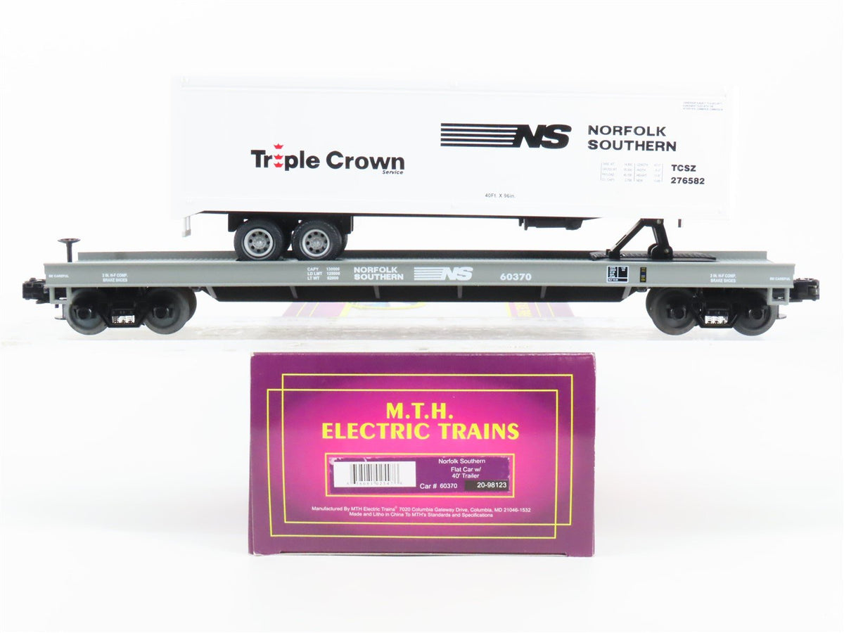 O Gauge 3-Rail MTH 60370 NS Norfolk Southern Flat Car w/40&#39; Trailer 60370
