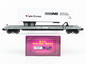 O Gauge 3-Rail MTH 60370 NS Norfolk Southern Flat Car w/40' Trailer 60370