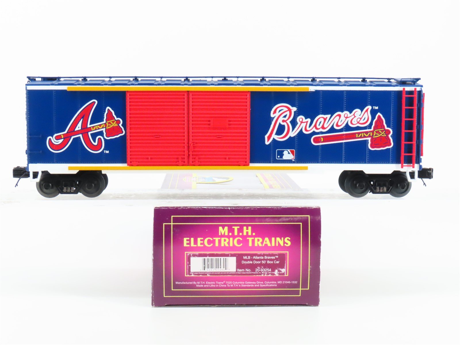 O Gauge 3-Rail MTH 20-93254 MLB Atlanta Braves 50' Double Door Box Car