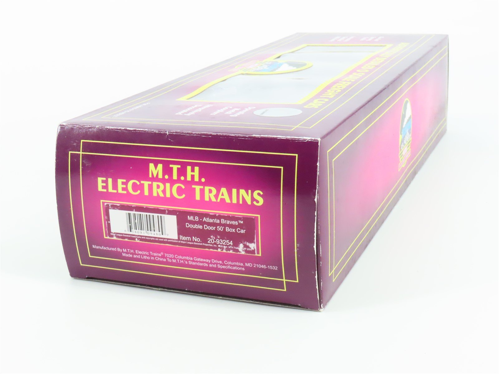 O Gauge 3-Rail MTH 20-93254 MLB Atlanta Braves 50' Double Door Box Car