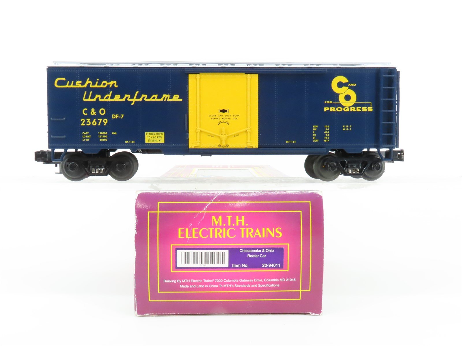 O Gauge 3-Rail MTH 20-94011 C&O Chesapeake & Ohio Reefer #23676
