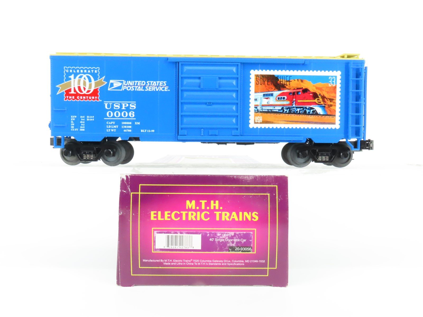 O Gauge 3-Rail MTH 20-93056 USPS United States Postal Service 40' Box Car #0006