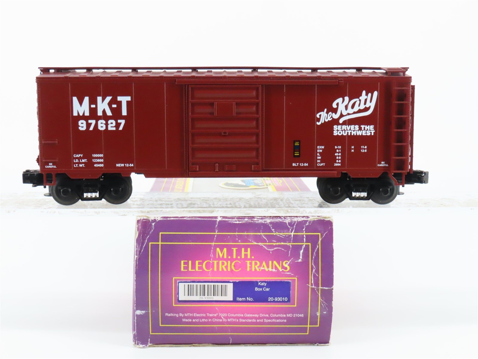 O Gauge 3-Rail MTH 20-93010 M-K-T Katy Single Door Box Car #97627