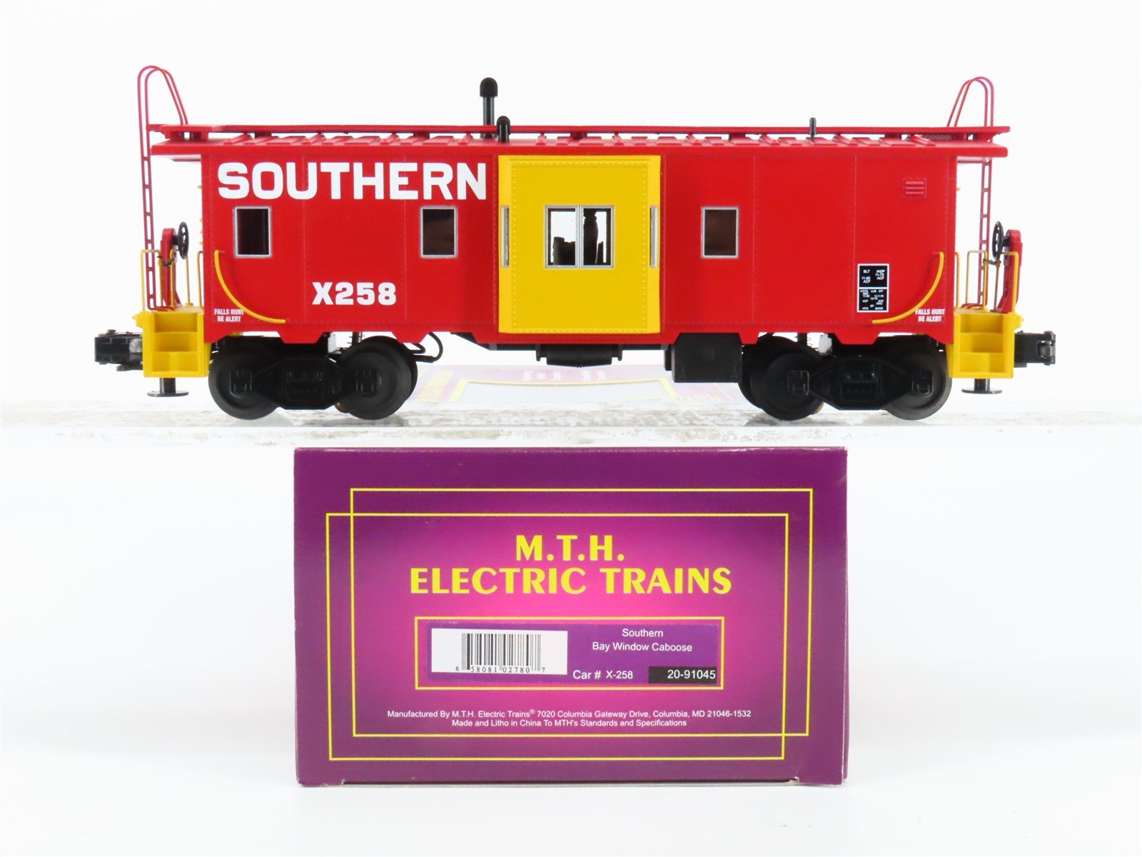 O Gauge 3-Rail MTH 20-91045 SOU Southern Bay Window Caboose #X258 Lighted