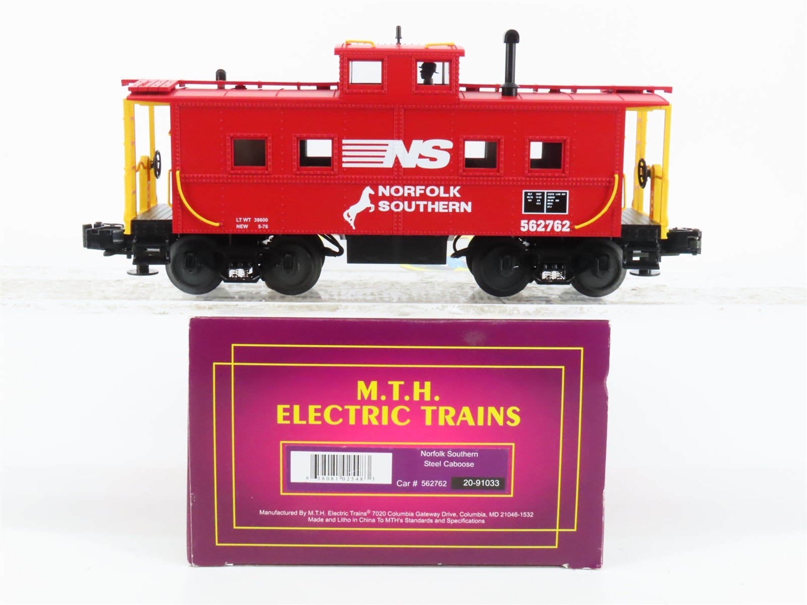 O Gauge 3-Rail MTH 20-91033 NS Norfolk Southern Steel Caboose #562762 Lighted