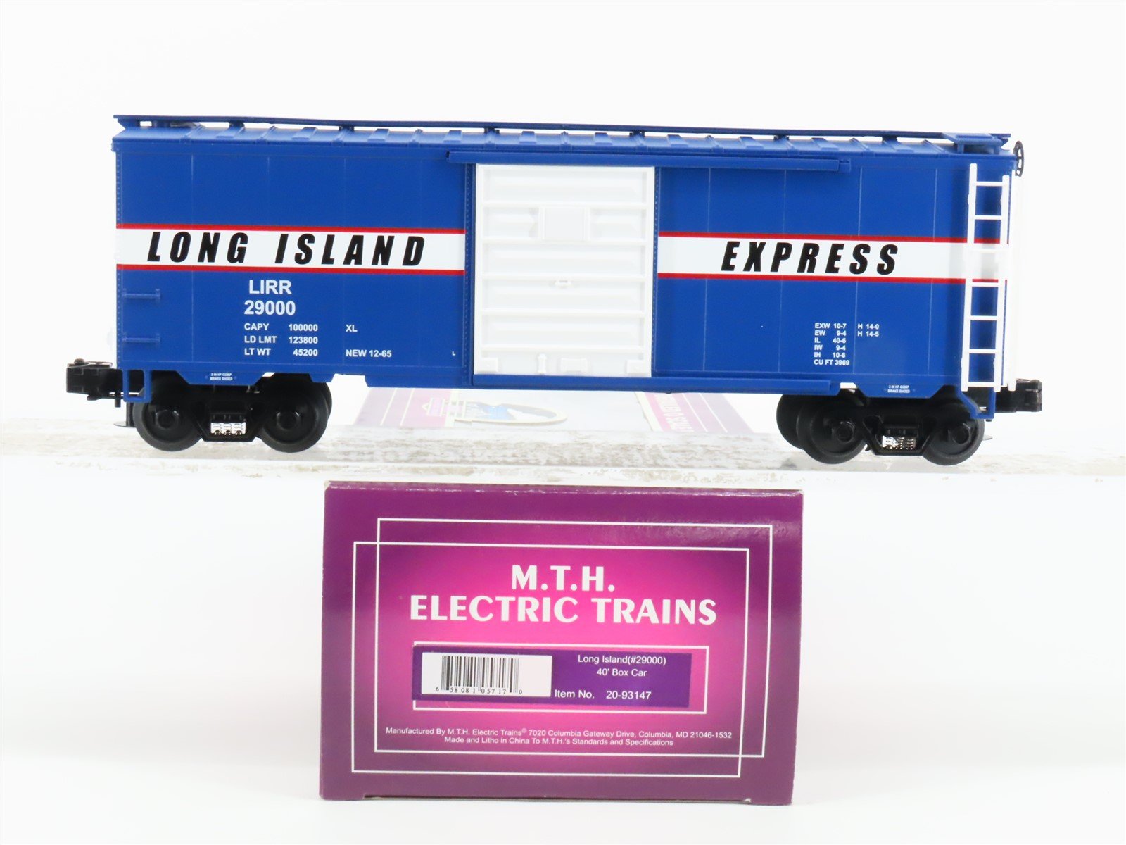 O Gauge 3-Rail MTH 20-93147 LIRR Long Island Express 40' Box Car #29000