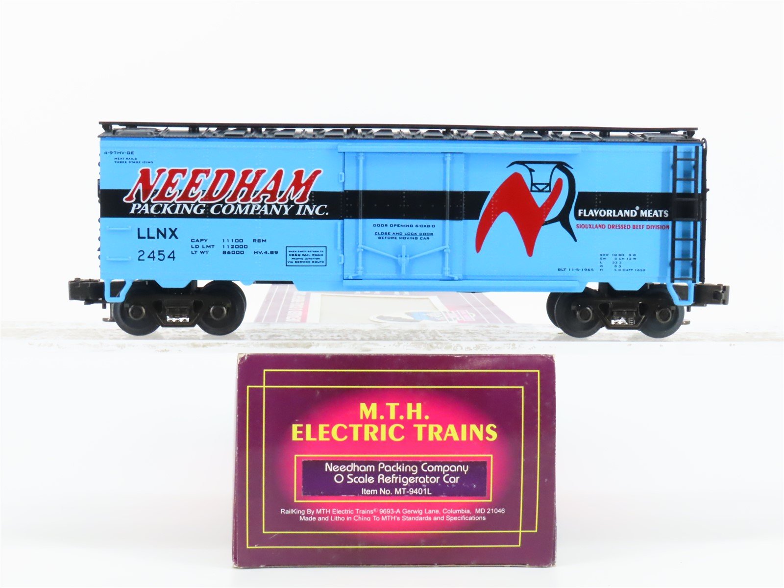 O Gauge 3-Rail MTH MT-9401L LLNX Needham Packing Company Reefer #2454