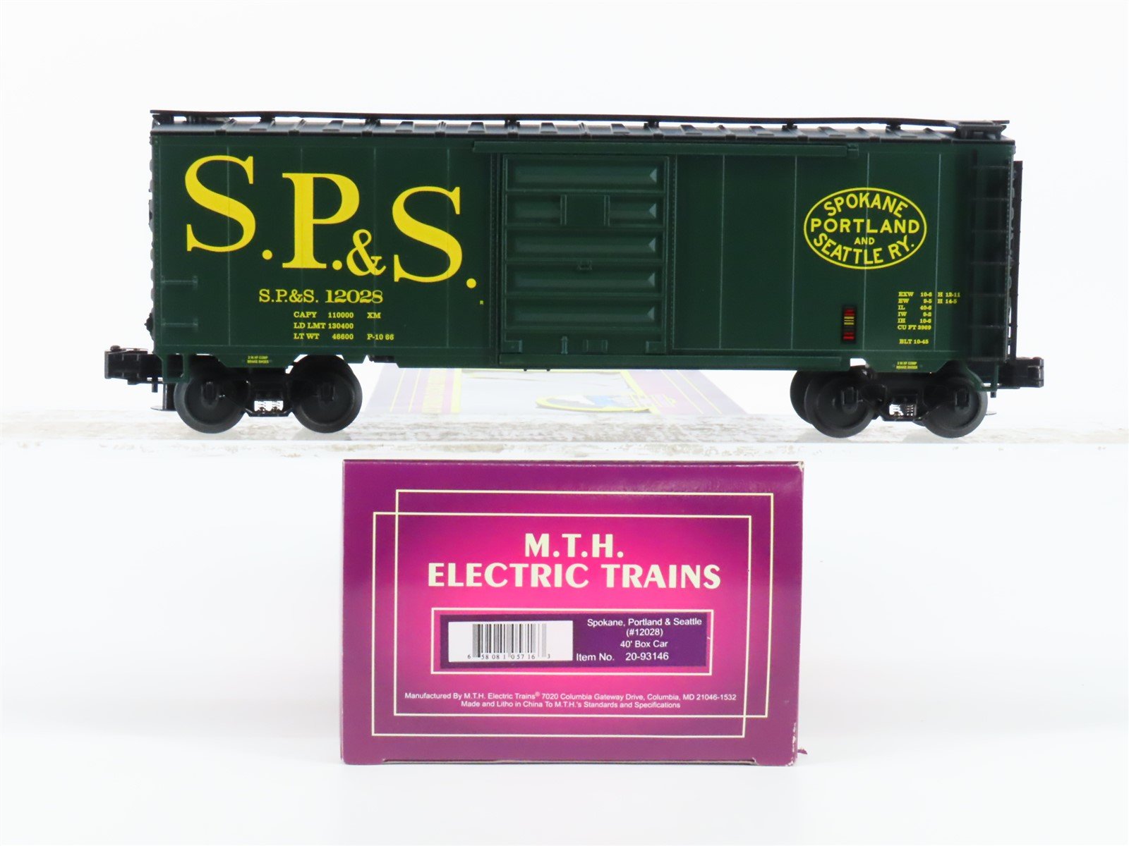 O Gauge 3-Rail MTH 20-93146 SP&S Spokane Portland & Seattle 40' Box Car #12028