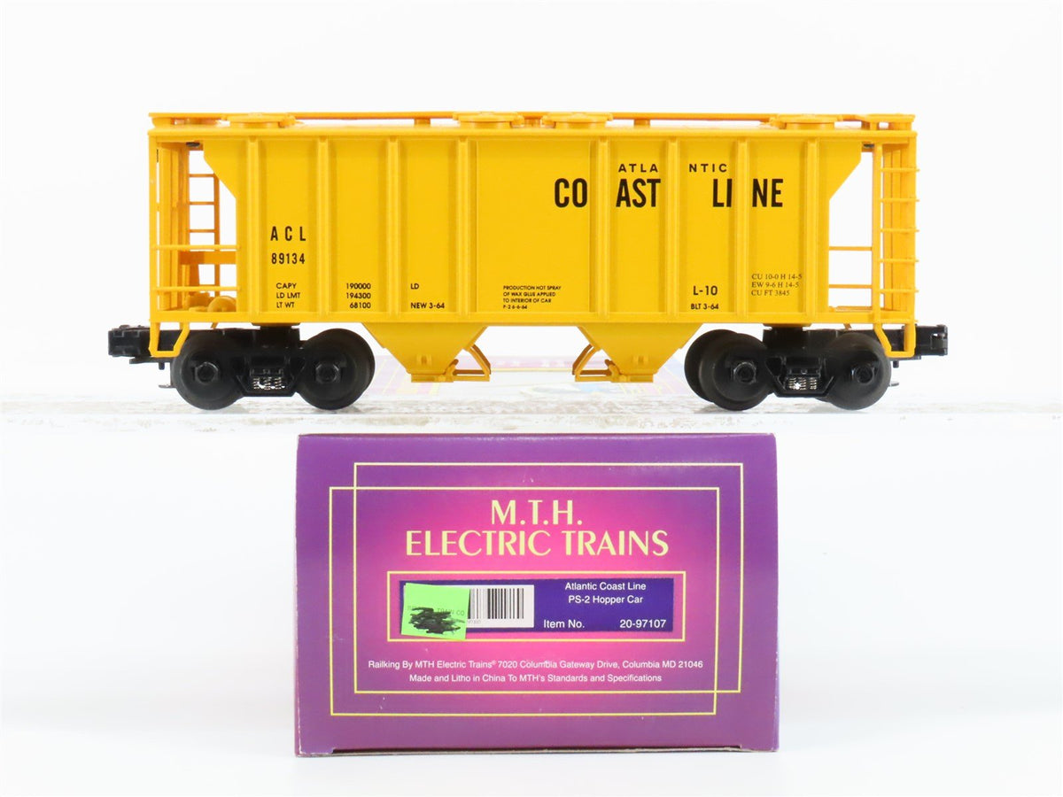 O Gauge 3-Rail MTH 20-97107 ACL Atlantic Coast Line 2-Bay Covered Hopper #89134