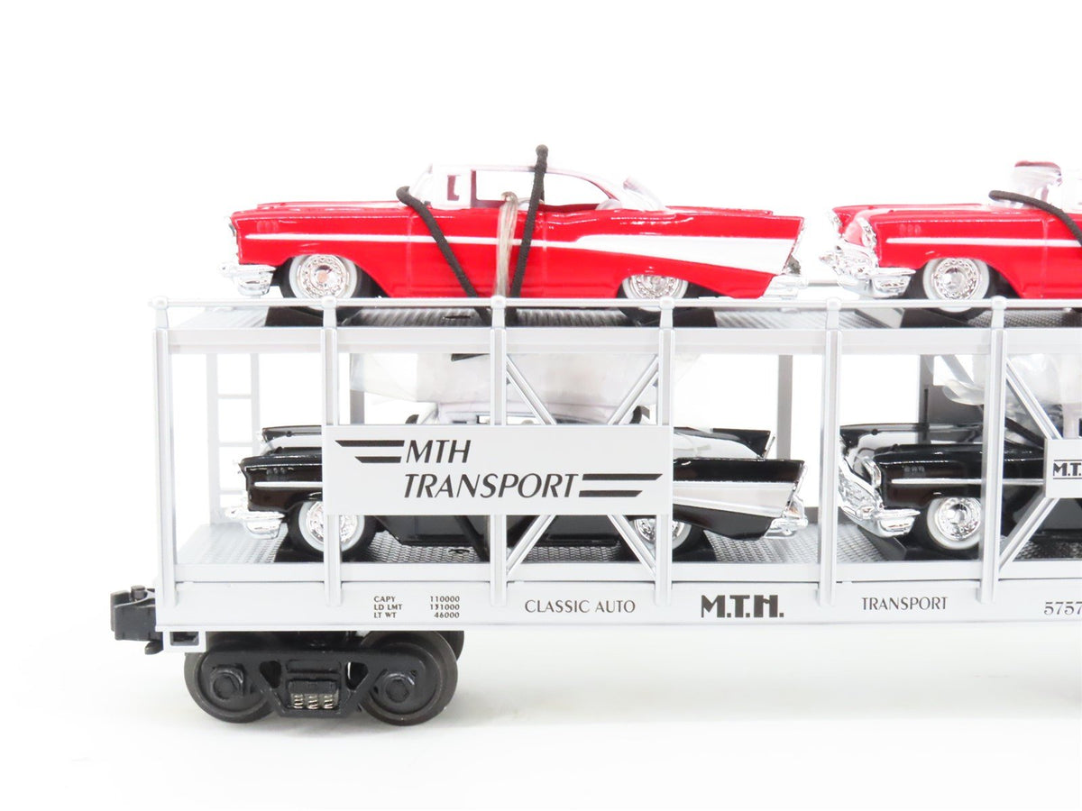 O Gauge 3-Rail Rail King MTH 30-7656 MTH Transport Auto Carrier w/&#39;57 Chevys