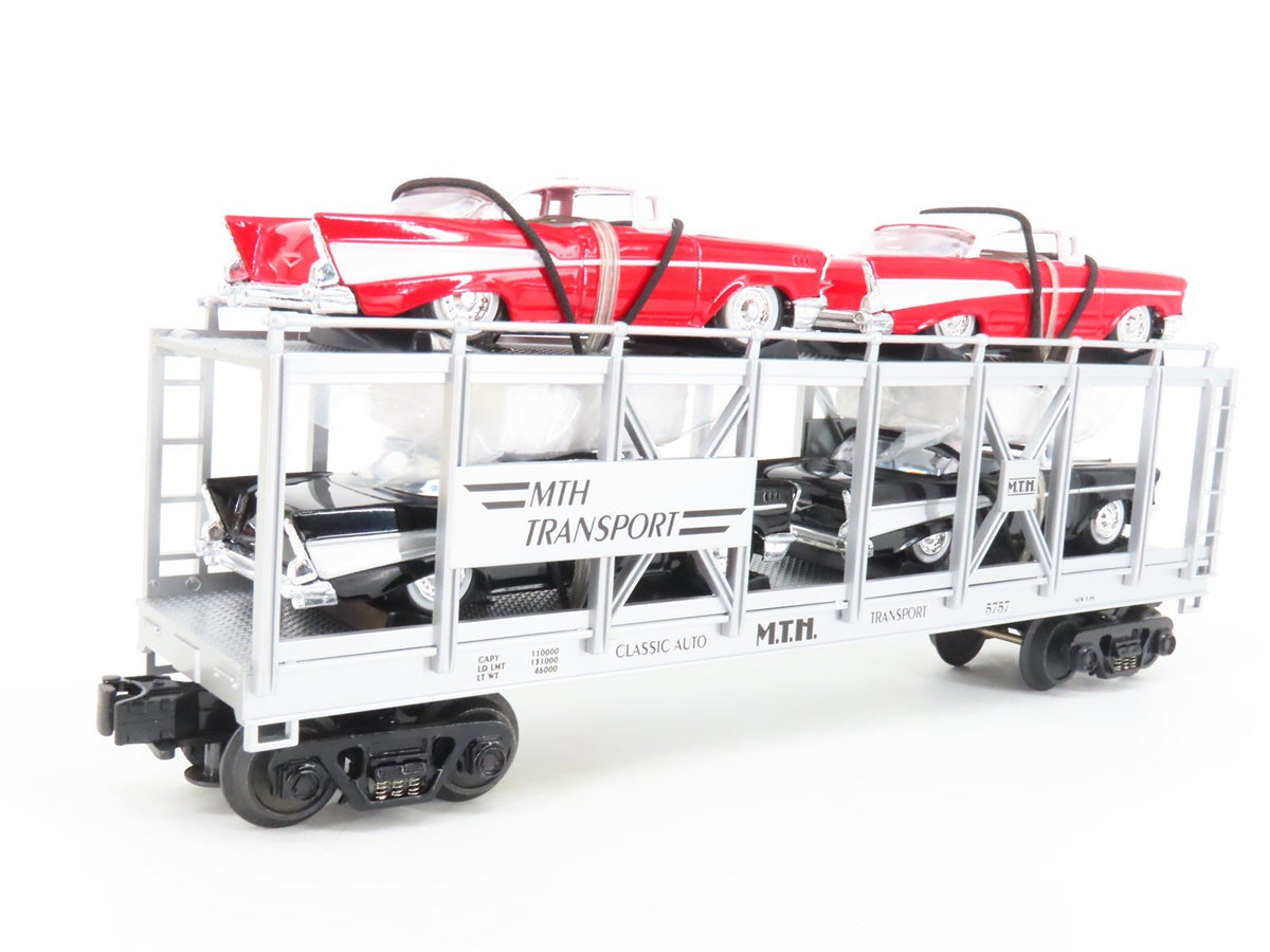 O Gauge 3-Rail Rail King MTH 30-7656 MTH Transport Auto Carrier w/&#39;57 Chevys