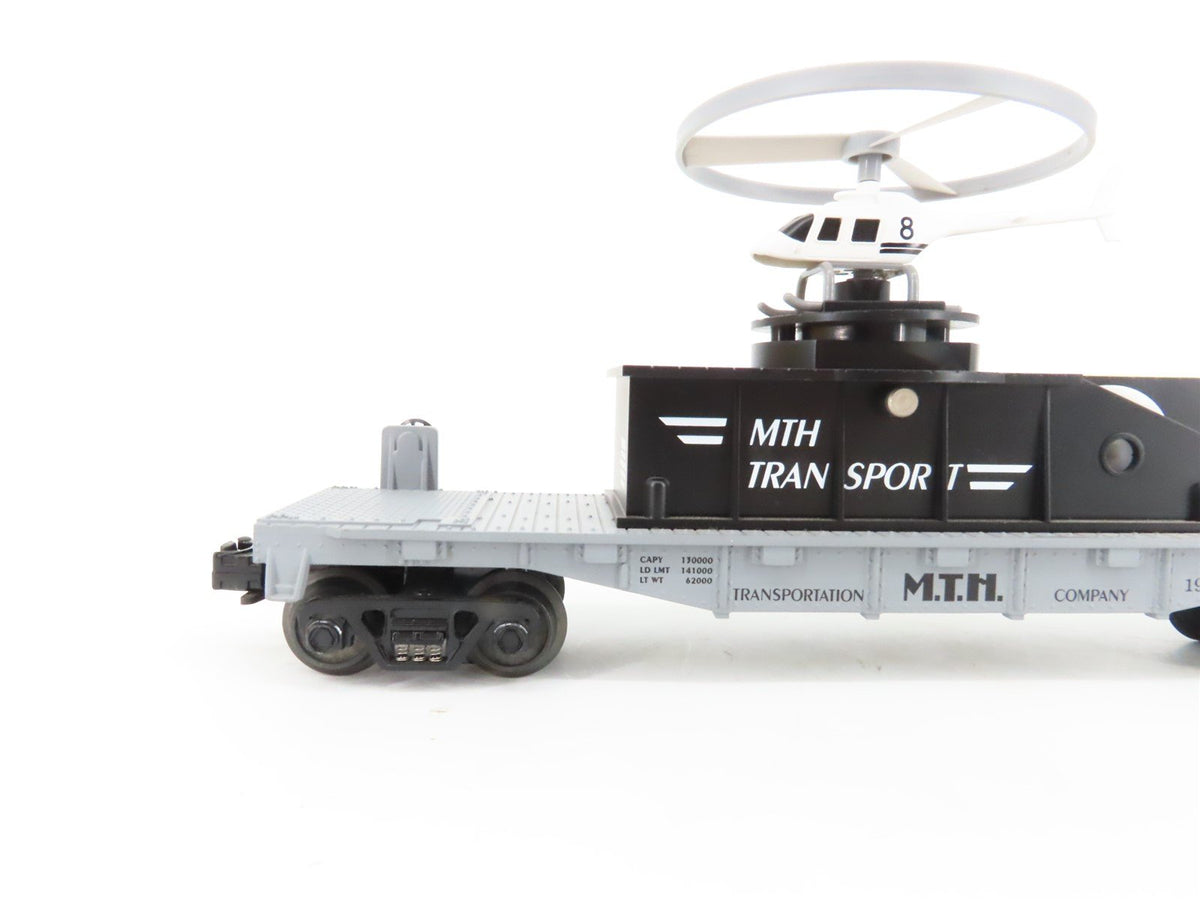 O Gauge 3-Rail Rail King MTH 30-7658 MTH Transport Flatcar w/Flying Helicopter