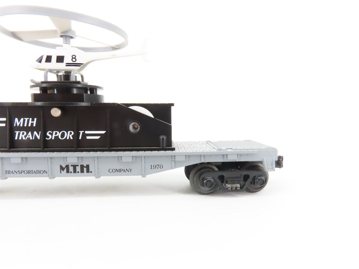 O Gauge 3-Rail Rail King MTH 30-7658 MTH Transport Flatcar w/Flying Helicopter