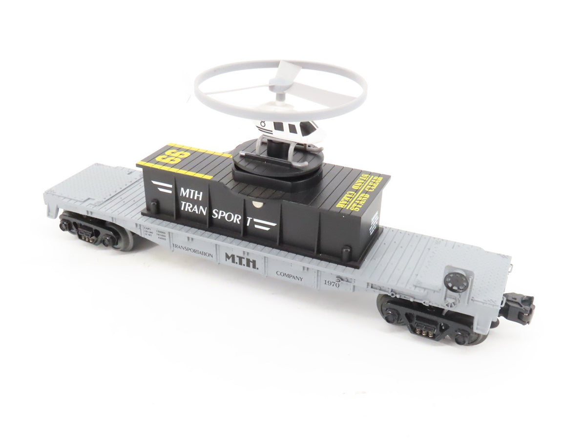 O Gauge 3-Rail Rail King MTH 30-7658 MTH Transport Flatcar w/Flying Helicopter
