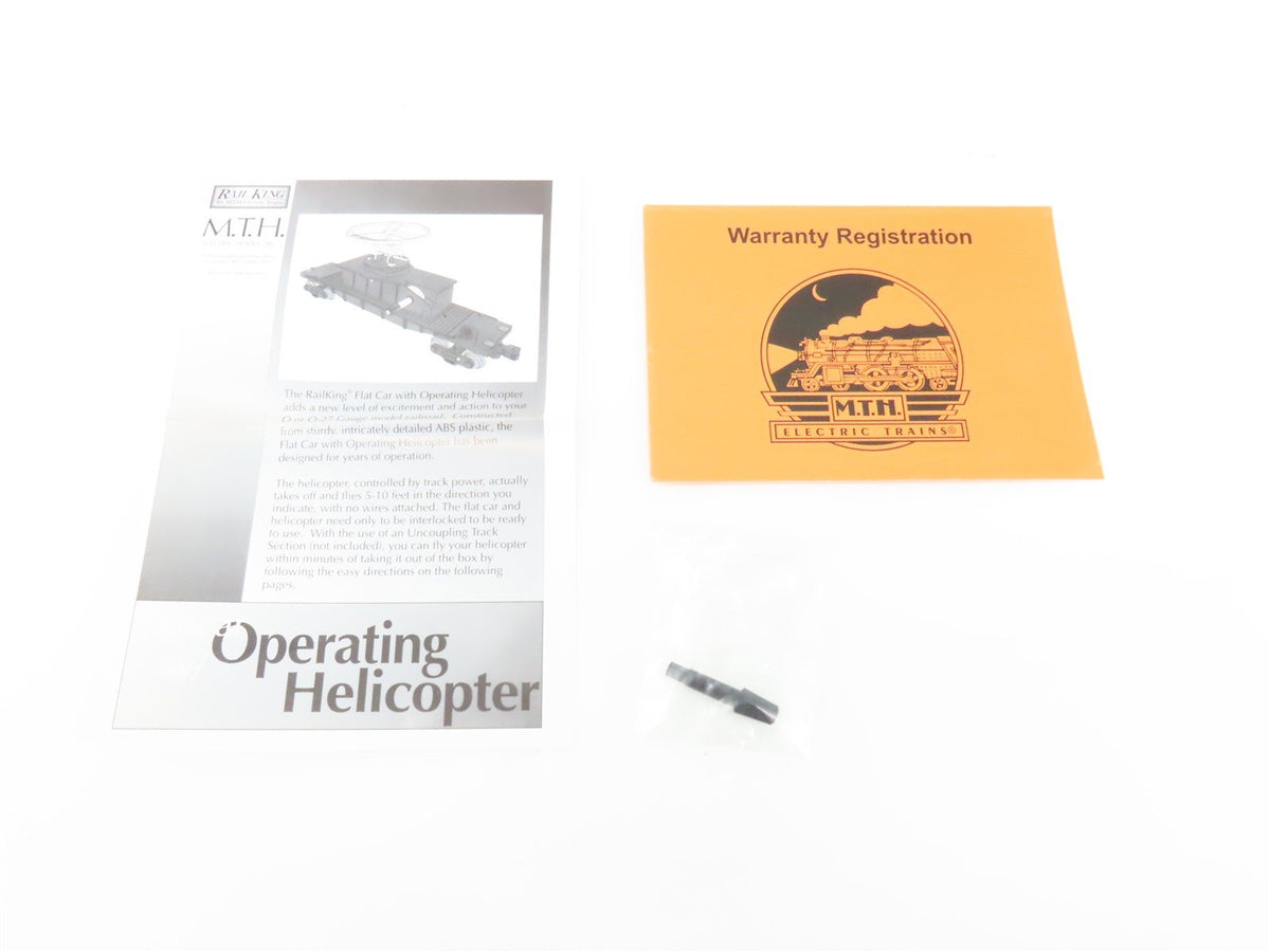 O Gauge 3-Rail Rail King MTH 30-7658 MTH Transport Flatcar w/Flying Helicopter